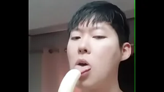 my korean sucking out of reach of his favorite fruit